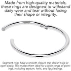 16G 13mm 316L Surgical Steel Precision Hinged Segment Hoop