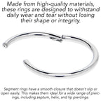 16G 5/8 316L Surgical Steel Precision Hinged Segment Hoop