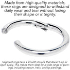 14G 7mm 316L Surgical Steel Precision Hinged Segment Hoop