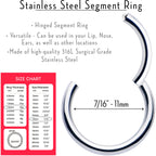 14G 7/16 316L Surgical Steel Precision Hinged Segment Hoop