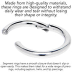 14G 1/2 316L Surgical Steel Precision Hinged Segment Hoop