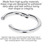 14G 9/16 316L Surgical Steel Precision Hinged Segment Hoop