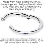 12G 5/16 316L Surgical Steel Precision Hinged Segment Hoop