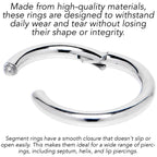 12G 3/8 316L Surgical Steel Precision Hinged Segment Hoop
