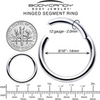 12G 9/16 316L Surgical Steel Precision Hinged Segment Hoop