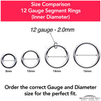 12G 9/16 316L Surgical Steel Precision Hinged Segment Hoop