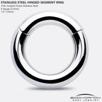 6G 1/2 316L Surgical Steel Precision Hinged Segment Hoop