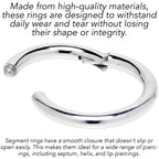 6G 1/2 316L Surgical Steel Precision Hinged Segment Hoop
