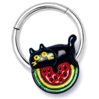 16G 3/8 Watermelon Cat Love Hinged Segment Ring