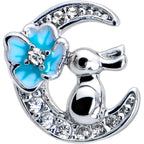 20G 7mm Clear CZ Gem Rabbit On The Moon Blue Left Side Nose Screw