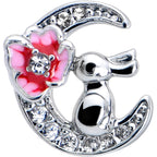 16G 5/16 Clear CZ Gem Rabbit Moon Pink Internally Threaded Labret