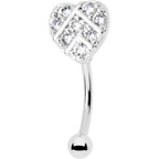 16G 5/16 Clear Gem Lattice Heart Curved Eyebrow Ring