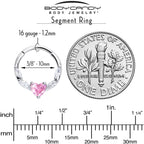 16G 3/8 Pink Clear CZ Gem Simply Heart Hinged Segment Ring