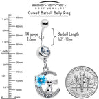 Clear Gem Rabbit On The Moon Blue Dangle Belly Ring