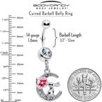 Clear Gem Rabbit On The Moon Pink Dangle Belly Ring