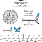 16G 5/16 Clear Gem Chunky Butterfly Blue Labret Monroe Tragus
