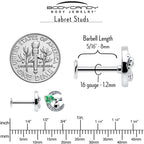 16G 5/16 Clear CZ Gem Rabbit on Moon Green Internally Threaded Labret