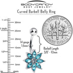 Blue Gem Flower Elegance Bloom Belly Ring