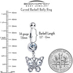 Clear Gem Butterfly Beauty Bling Dangle Belly Ring