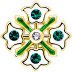 16G 1/4 Green Gem Gold Tone Flower Wreath Flatback Stud
