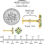 16G 5/16 Green CZ Gem Gold Tone Flower Wreath Flatback Stud