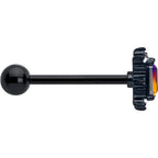 Red Tourmaline Black Star Fire Barbell Tongue Ring