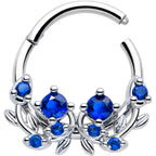 16G 3/8 Blue Gem Twining Vine Hinged Segment Ring