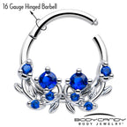 16G 3/8 Blue Gem Twining Vine Hinged Segment Ring