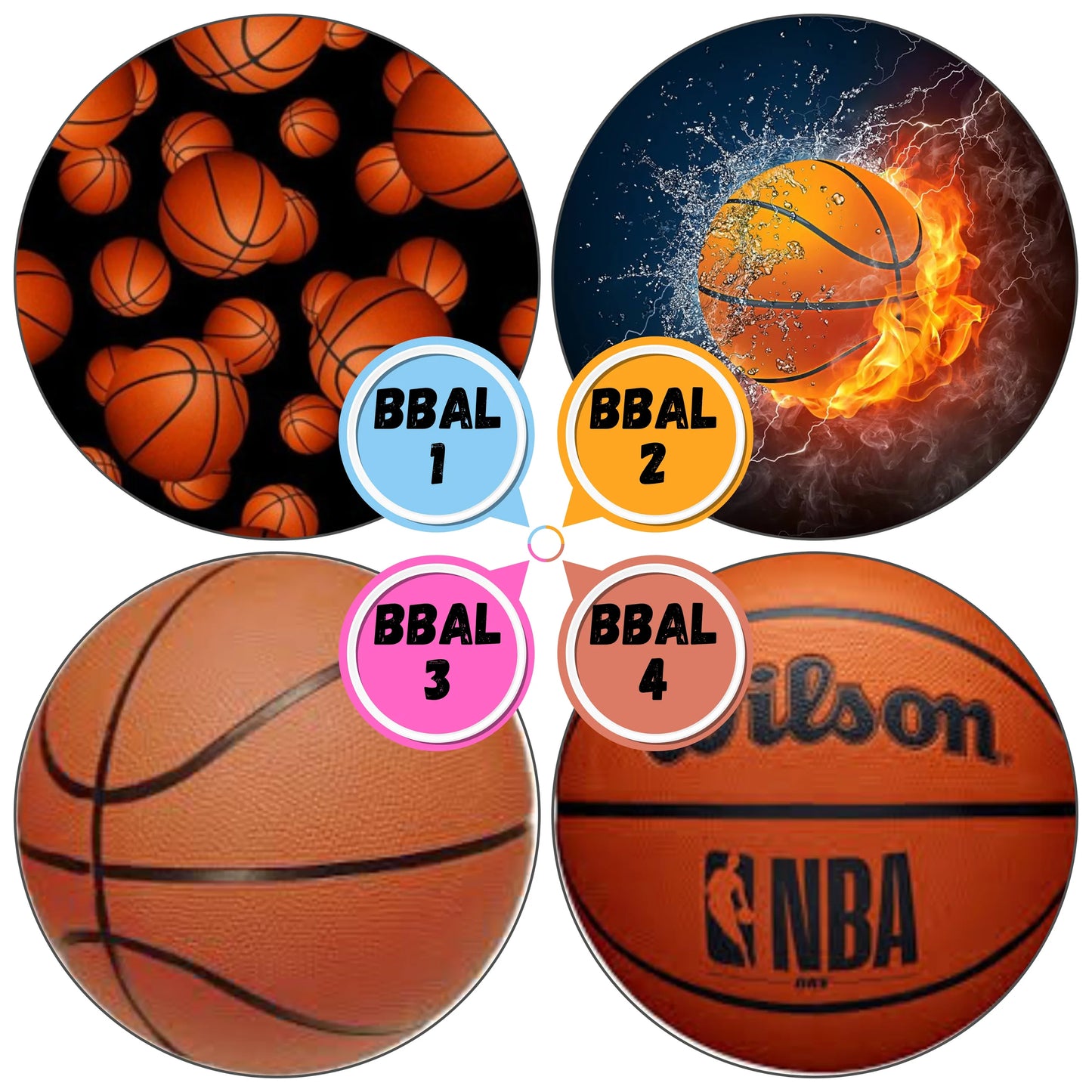 Basketball Themed Cabs - 1 INCH EPOXY STICKER CABS (PAIR)