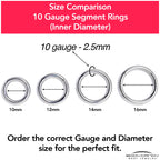 10G 1/2 316L Surgical Steel Precision Hinged Segment Hoop