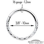 16G 3/8 Implant Grade Titanium Snakeskin Style Hinged Segment Ring