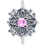 20G 5/16 Pink CZ Gem Flower Circle Nose Hoop
