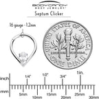 16G CZ Stainless Steel Hinged Segment Ring with Gem Teardrop