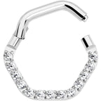 16G 5/16 Clear CZ Gem Hexagon Shape Hinged Segment Ring
