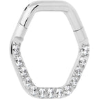 16G 5/16 Clear CZ Gem Hexagon Shape Hinged Segment Ring
