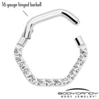16G 5/16 Clear CZ Gem Hexagon Shape Hinged Segment Ring