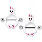 14G 9/16 Bunny White Rabbit Nipple Shield Set