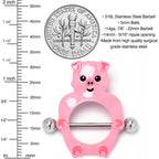 14G 9/16 Happy Pink Pigs Nipple Shield Set