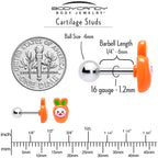 16G 1/4 Surprise Carrot Easter Bunny Cartilage Tragus Earring