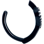 Clear CZ Gem Black Open Heart Forward Facing Hinged Belly Hoop