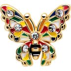 16G 5/16 Clear Gem Gold Tone Color Block Butterfly Labret Tragus