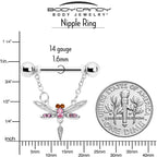 14G 9/16 Pink Gem Swank Dragonfly Dangle Nipple Ring Set