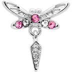 16G 1/4 Pink Gem Swank Dragonfly Dangle Cartilage Earring