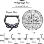 16G 5/16 Purple CZ Gem Black Night Dragonfly Cartilage Clicker