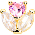 16G 1/4 Pink CZ Gem Gold Tone Love Flower Cartilage Tragus Earring