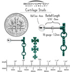 16G 5/16 Polka Dot Shamrock Dangle Cartilage Tragus Earring