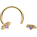 16G 3/8 Purple Gem Gold Tone Beauty Bug Horseshoe Circular Barbell