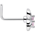 20G 7mm Pink CZ Gem Sleek Spider L Shape Nose Ring