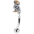 16G 5/16 Clear Gem Evening Owl Curved Eyebrow Ring
