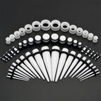 14G to 1/2 White Acrylic 54 Piece Ear Stretching Kit with Jojoba Oil